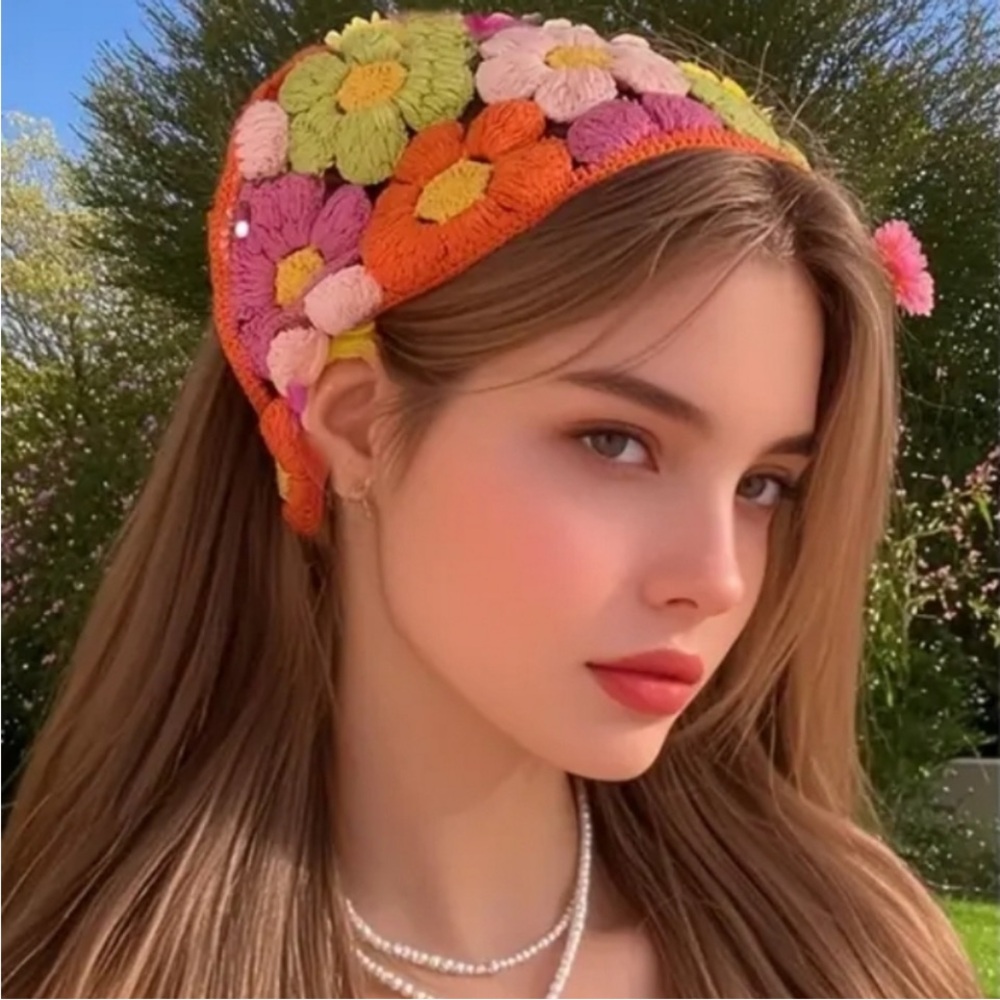 NWT Piper K Floral Crochet Headscarf bandana